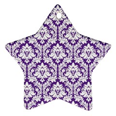 White On Purple Damask Star Ornament (two Sides) by Zandiepants