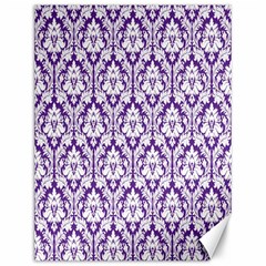 White On Purple Damask Canvas 12  X 16  (unframed) by Zandiepants