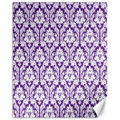 White On Purple Damask Canvas 16  X 20  (unframed) by Zandiepants