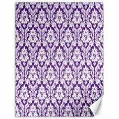 White On Purple Damask Canvas 18  X 24  (unframed) by Zandiepants