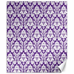 White On Purple Damask Canvas 20  X 24  (unframed) by Zandiepants