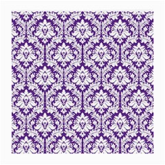 White On Purple Damask Glasses Cloth (medium) by Zandiepants