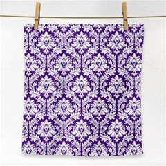 White On Purple Damask Face Towel by Zandiepants