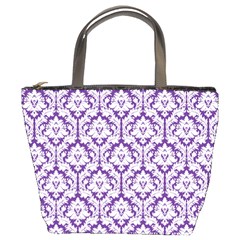 Royal Purple Damask Pattern Bucket Bag by Zandiepants