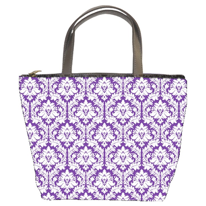 Royal Purple Damask Pattern Bucket Bag