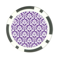 White On Purple Damask Poker Chip (10 Pack) by Zandiepants