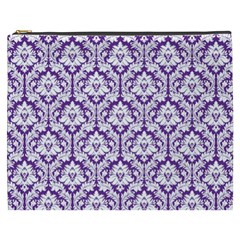 Royal Purple Damask Pattern Cosmetic Bag (xxxl) by Zandiepants