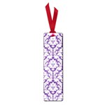 White on Purple Damask Small Bookmark Front