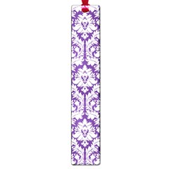 White On Purple Damask Large Bookmark by Zandiepants