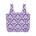 Royal Purple Damask Pattern Full Print Recycle Bag (M) Front