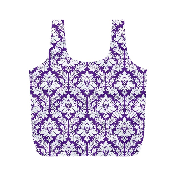 Royal Purple Damask Pattern Full Print Recycle Bag (M)