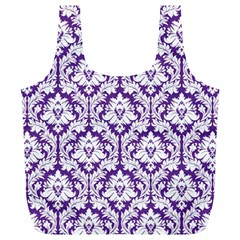 Royal Purple Damask Pattern Full Print Recycle Bag (xl) by Zandiepants