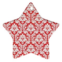 White On Red Damask Star Ornament by Zandiepants