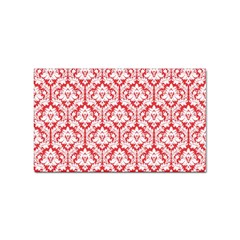 White On Red Damask Sticker (rectangle) by Zandiepants