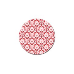 White On Red Damask Golf Ball Marker by Zandiepants