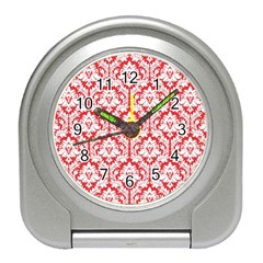 White On Red Damask Desk Alarm Clock by Zandiepants