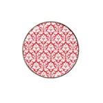 White On Red Damask Golf Ball Marker (for Hat Clip) Front