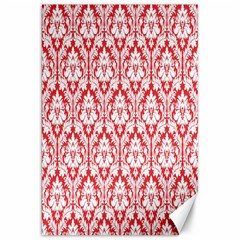 White On Red Damask Canvas 20  X 30  (unframed) by Zandiepants