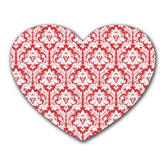 White On Red Damask Mouse Pad (heart) by Zandiepants