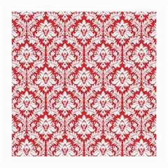 White On Red Damask Glasses Cloth (medium, Two Sided) by Zandiepants