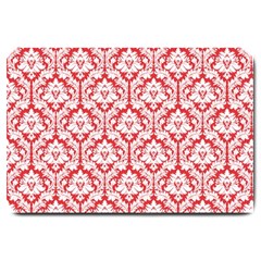 White On Red Damask Large Door Mat by Zandiepants