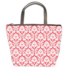 Poppy Red Damask Pattern Bucket Bag by Zandiepants