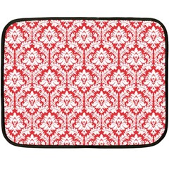 Poppy Red Damask Pattern Double Sided Fleece Blanket (mini) by Zandiepants