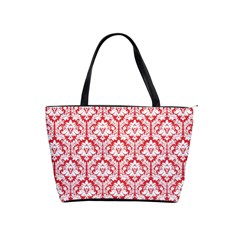 Poppy Red Damask Pattern Classic Shoulder Handbag by Zandiepants