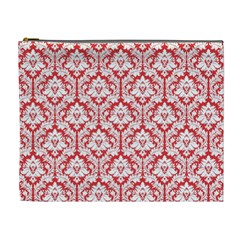 Poppy Red Damask Pattern Cosmetic Bag (xl) by Zandiepants