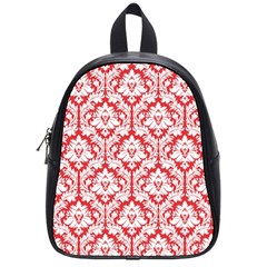 White On Red Damask School Bag (small) by Zandiepants