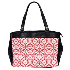 Poppy Red Damask Pattern Oversize Office Handbag (2 Sides) by Zandiepants