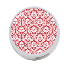 White On Red Damask 4-port Usb Hub (one Side) by Zandiepants