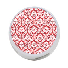 White On Red Damask 4-port Usb Hub (two Sides) by Zandiepants