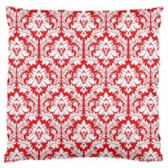 Poppy Red Damask Pattern Large Cushion Case (two Sides) by Zandiepants