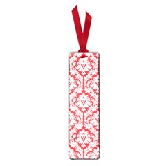 White On Red Damask Small Bookmark by Zandiepants