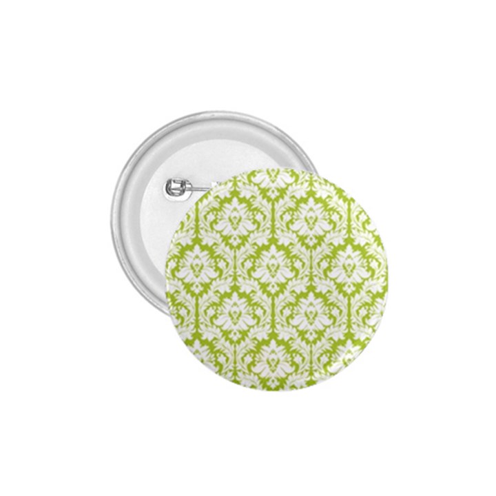 White On Spring Green Damask 1.75  Button