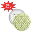 White On Spring Green Damask 1.75  Button (100 pack) Front