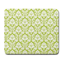 White On Spring Green Damask Large Mouse Pad (rectangle) by Zandiepants