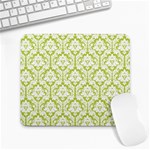 White On Spring Green Damask Large Mouse Pad (Rectangle) Front