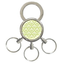 White On Spring Green Damask 3-ring Key Chain by Zandiepants