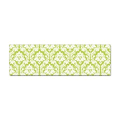 White On Spring Green Damask Bumper Sticker by Zandiepants