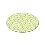 White On Spring Green Damask Sticker 10 Pack (Oval) Front