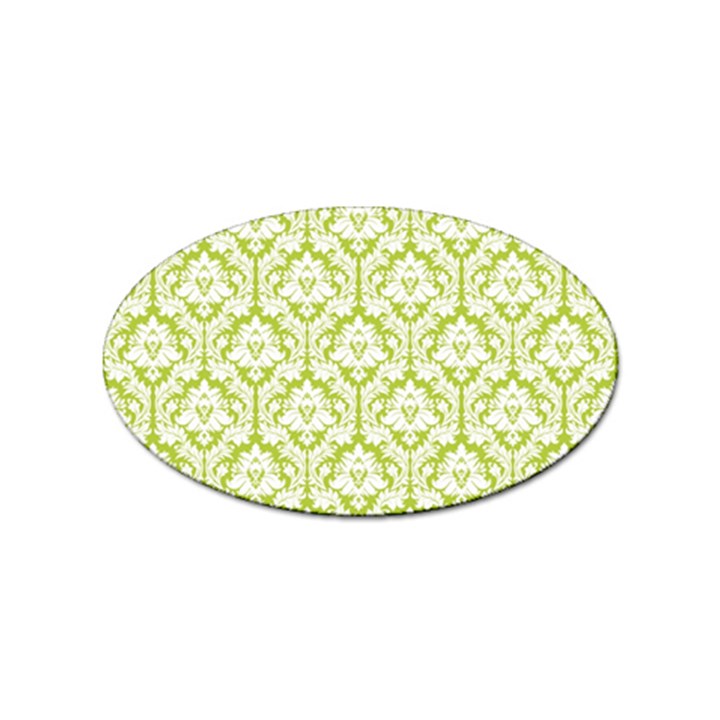 White On Spring Green Damask Sticker 10 Pack (Oval)