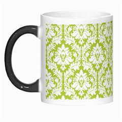 White On Spring Green Damask Morph Mug by Zandiepants