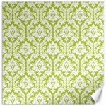 White On Spring Green Damask Canvas 12  x 12  (Unframed) 11.4 x11.56  Canvas - 1