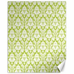 White On Spring Green Damask Canvas 16  X 20  (unframed) by Zandiepants