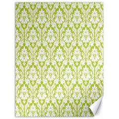 White On Spring Green Damask Canvas 18  X 24  (unframed) by Zandiepants