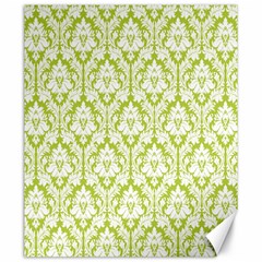 White On Spring Green Damask Canvas 20  X 24  (unframed) by Zandiepants