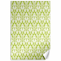 White On Spring Green Damask Canvas 24  X 36  (unframed) by Zandiepants