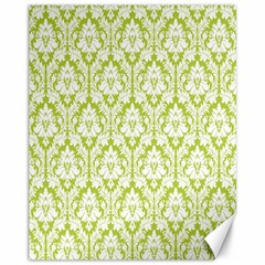 White On Spring Green Damask Canvas 11  X 14  (unframed) by Zandiepants